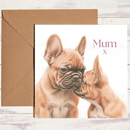 Tan French Bulldog Mother's Day | Dog Greeting Card for Mum | Mother's Day Card