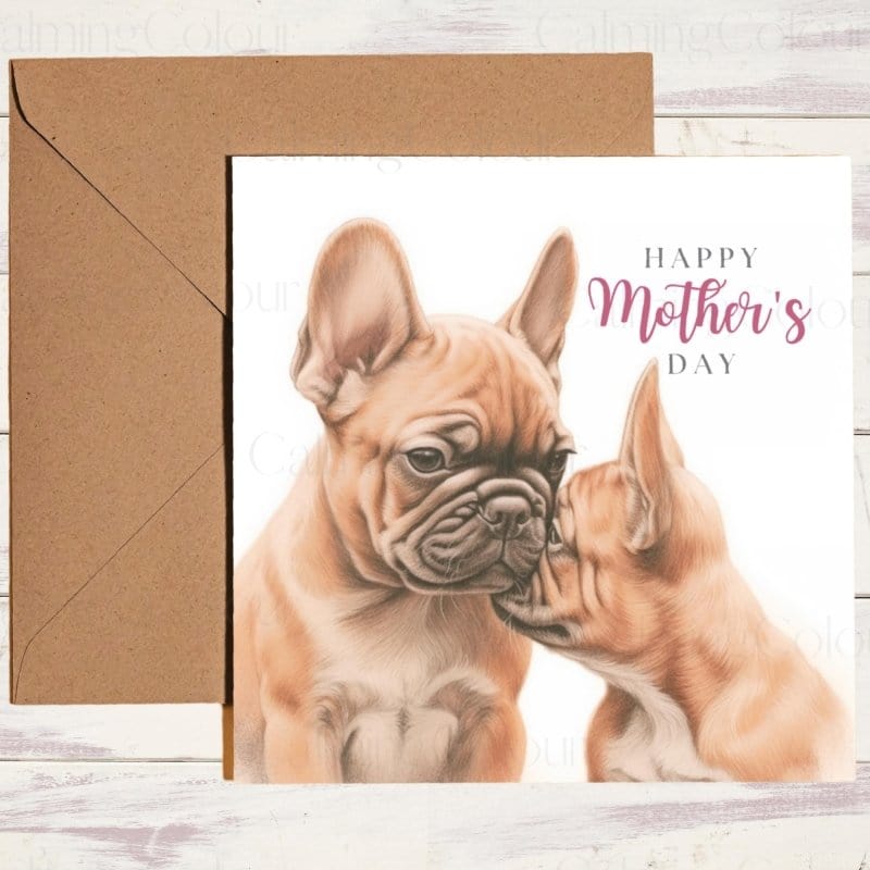 Tan French Bulldog Mother's Day | Dog Greeting Card for Mum | Mother's Day Card