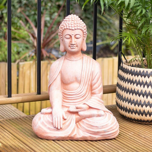 Buddha Statue Sitting (52cm) | Terracotta Effect | Calming Colour