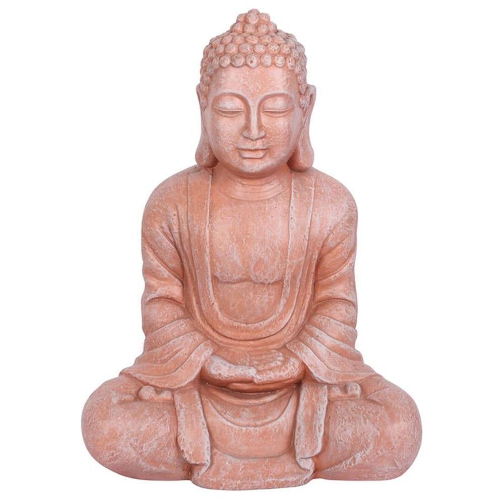 Buddha Statue Sitting Hands In Lap (58cm) | Terracotta Effect | Calming Colour