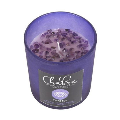 Third Eye Chakra Lavender Crystal Chip Candle | Calming Colour