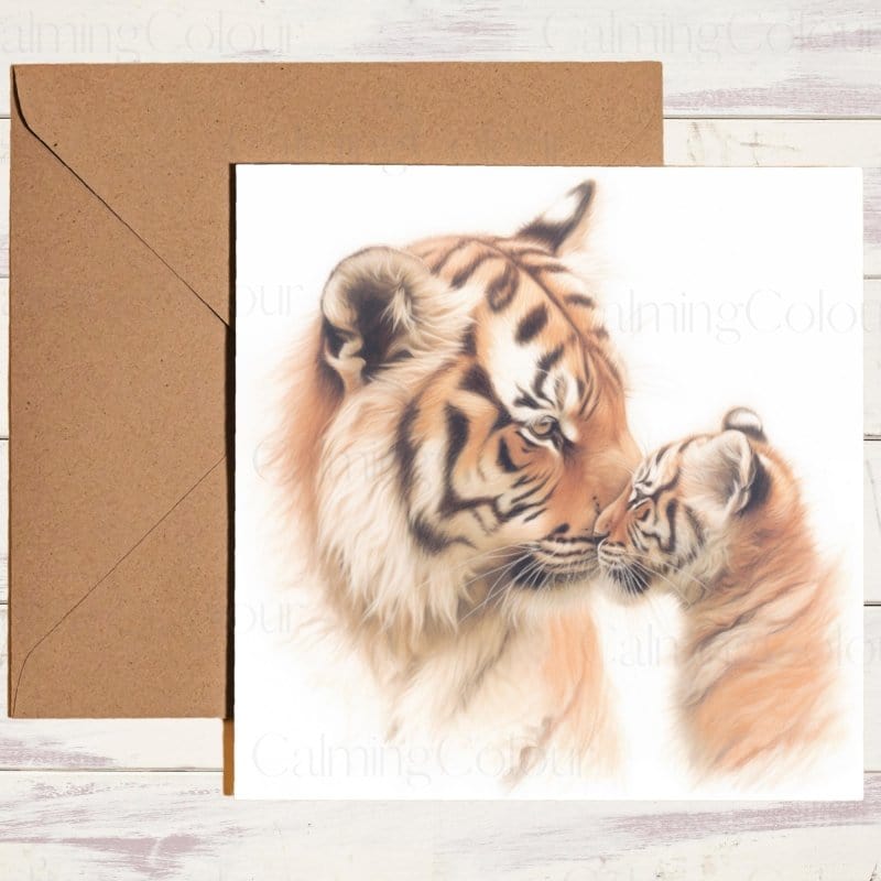 Tiger on Mother's Day with Love | Greeting Card for Mum | Mother's Day Card