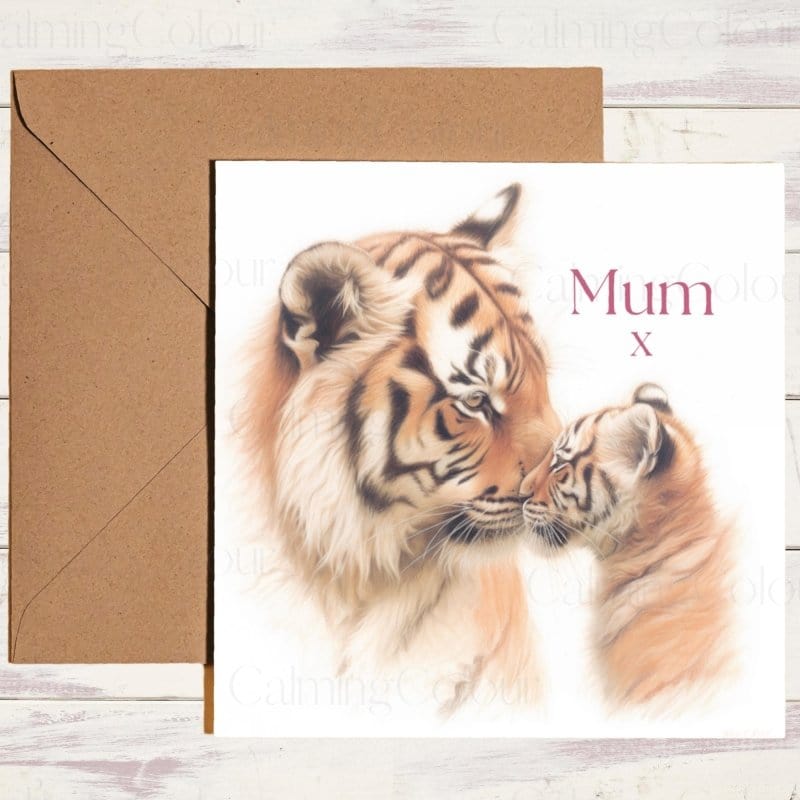 Tiger on Mother's Day with Love | Greeting Card for Mum | Mother's Day Card