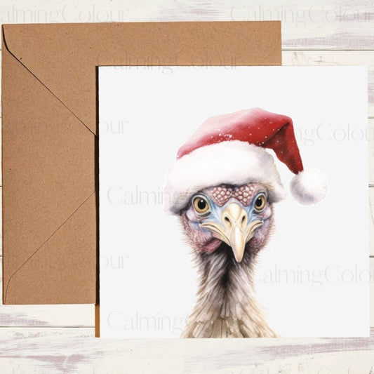 Turkey wearing Red Santa Hat | Christmas Card | Christmas Card