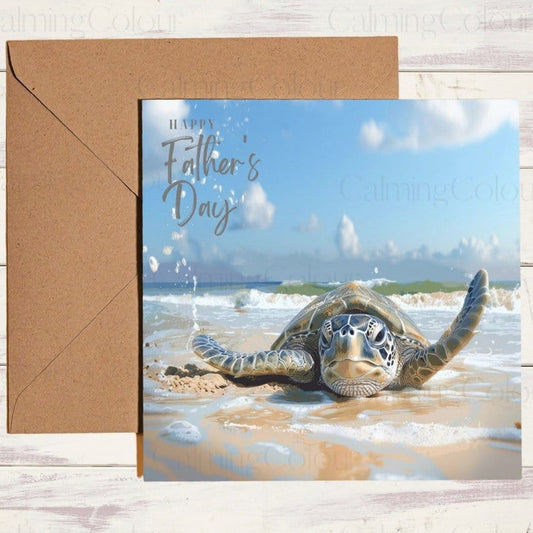 Turtle at the Seaside | Father's Day Card | Calming Colour