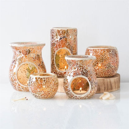 Pillar Brown Crackle Oil Burner | Calming Colour