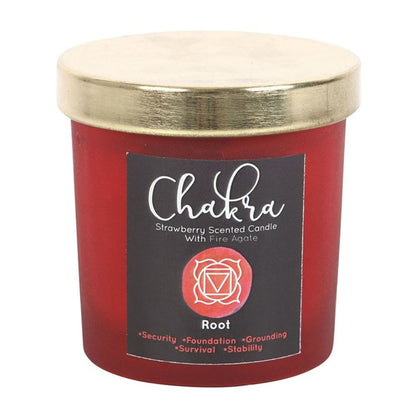 Root Chakra Strawberry Crystal Chip Candle | Calming Colour