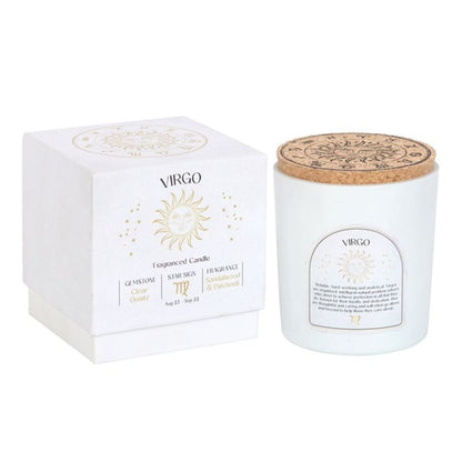 Virgo Sandalwood & Patchouli Gemstone Zodiac Candle | Calming Colour