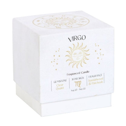 Virgo Sandalwood & Patchouli Gemstone Zodiac Candle | Calming Colour