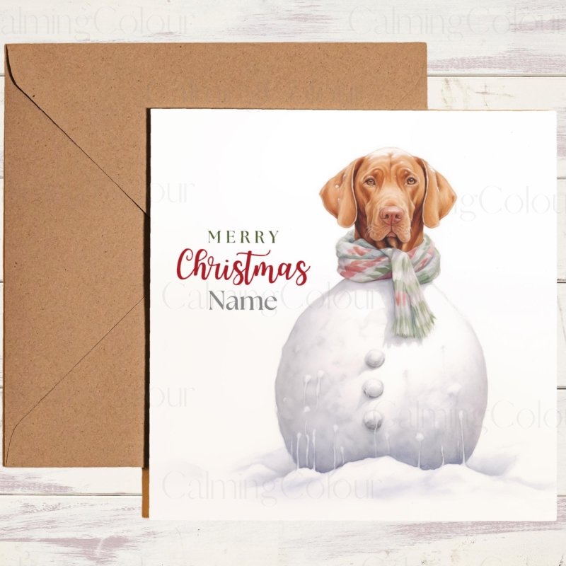 Vizsla Snowman Christmas Card | Christmas Card