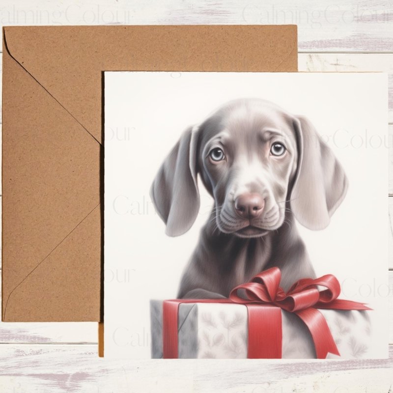 Weimaraner Christmas Card | Puppy Greetings | Christmas Card