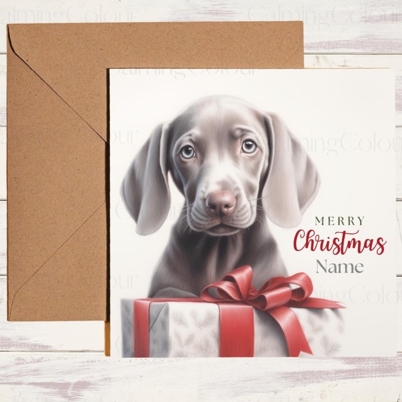 Weimaraner Christmas Card | Puppy Greetings | Christmas Card