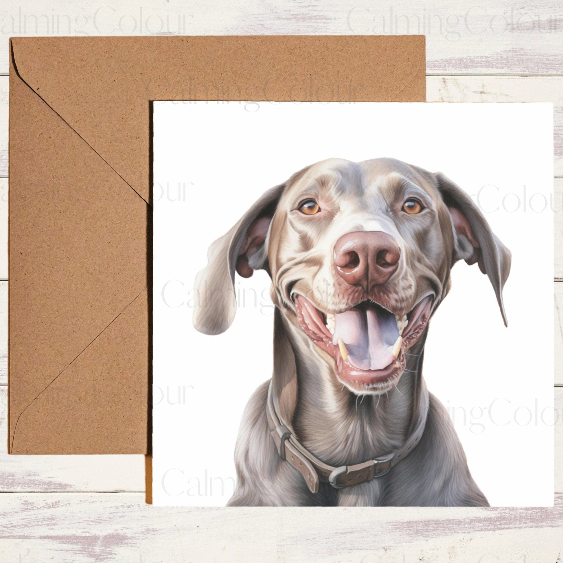 Weimaraner Smiling | Father's Day Card | Calming Colour