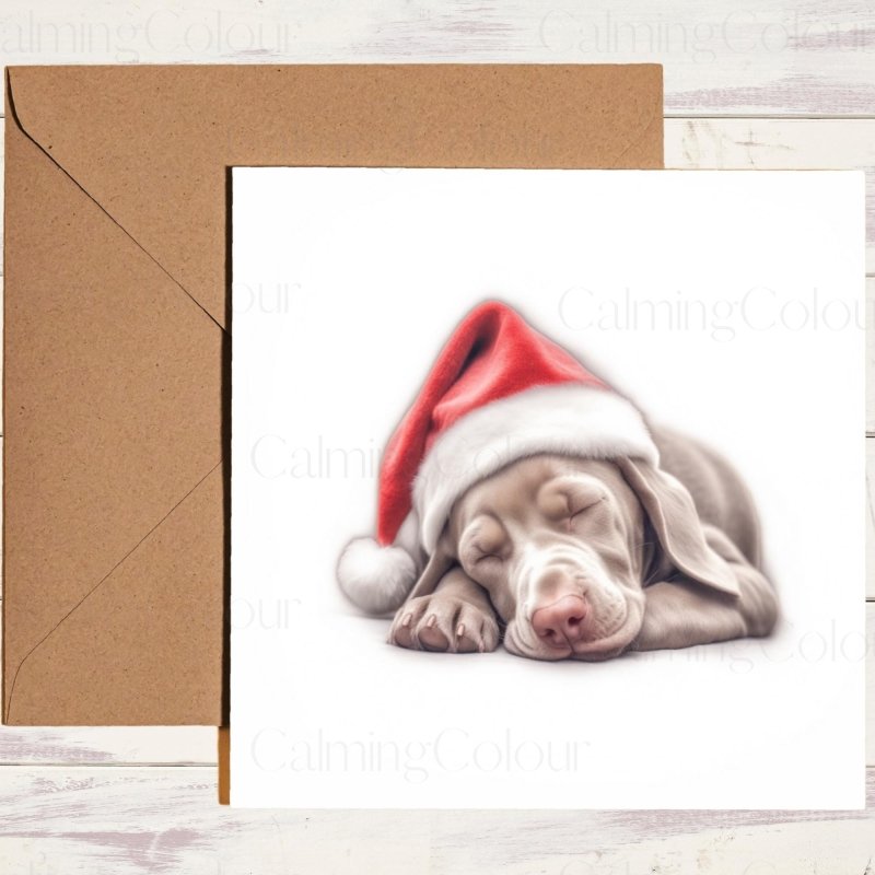 Weimaraner Sound Asleep at Christmas | Festive Card | Christmas Card