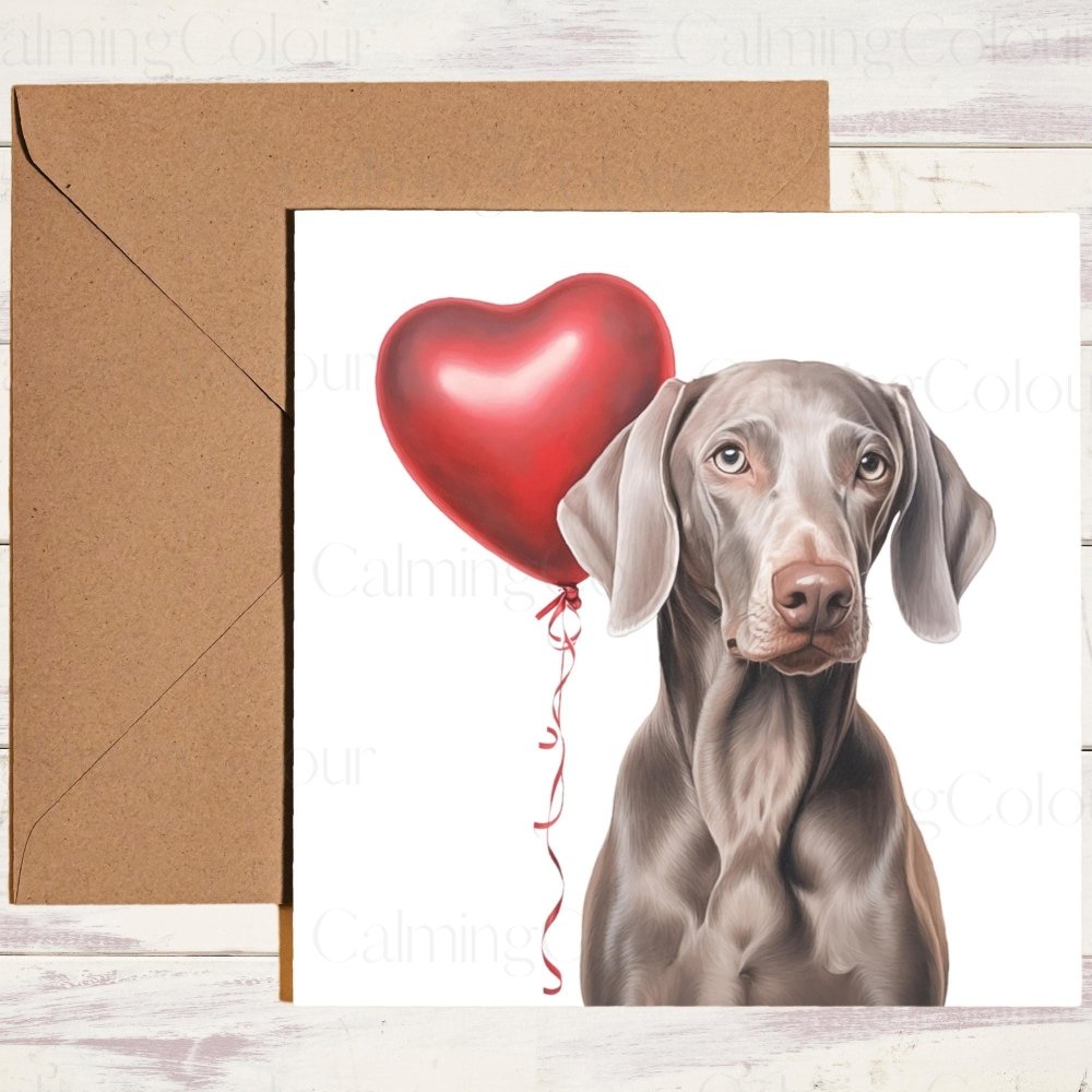 Weimaraner Valentine's Card | With Love | Anniversary | Calming Colour