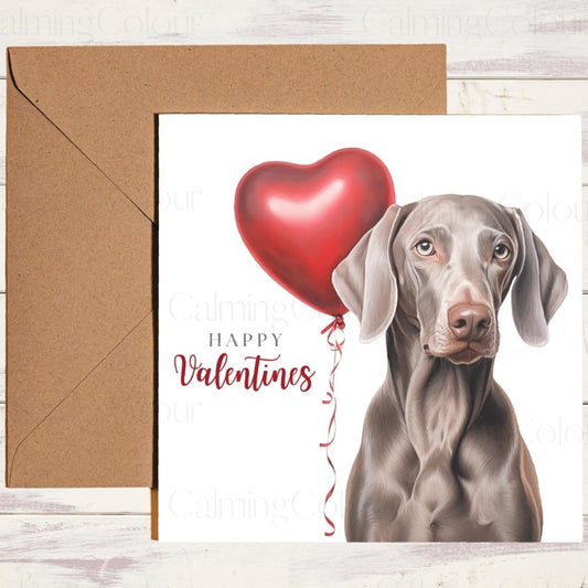 Weimaraner Valentine's Card | With Love | Anniversary | Calming Colour