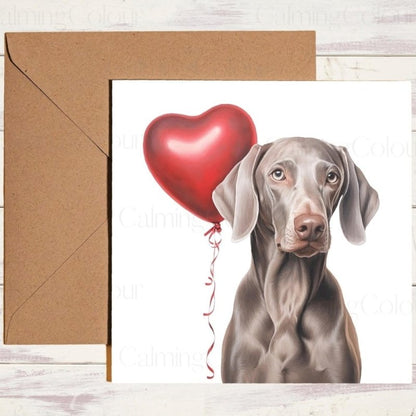 Weimaraner Valentine's Card | With Love | Anniversary | Valentine's Day