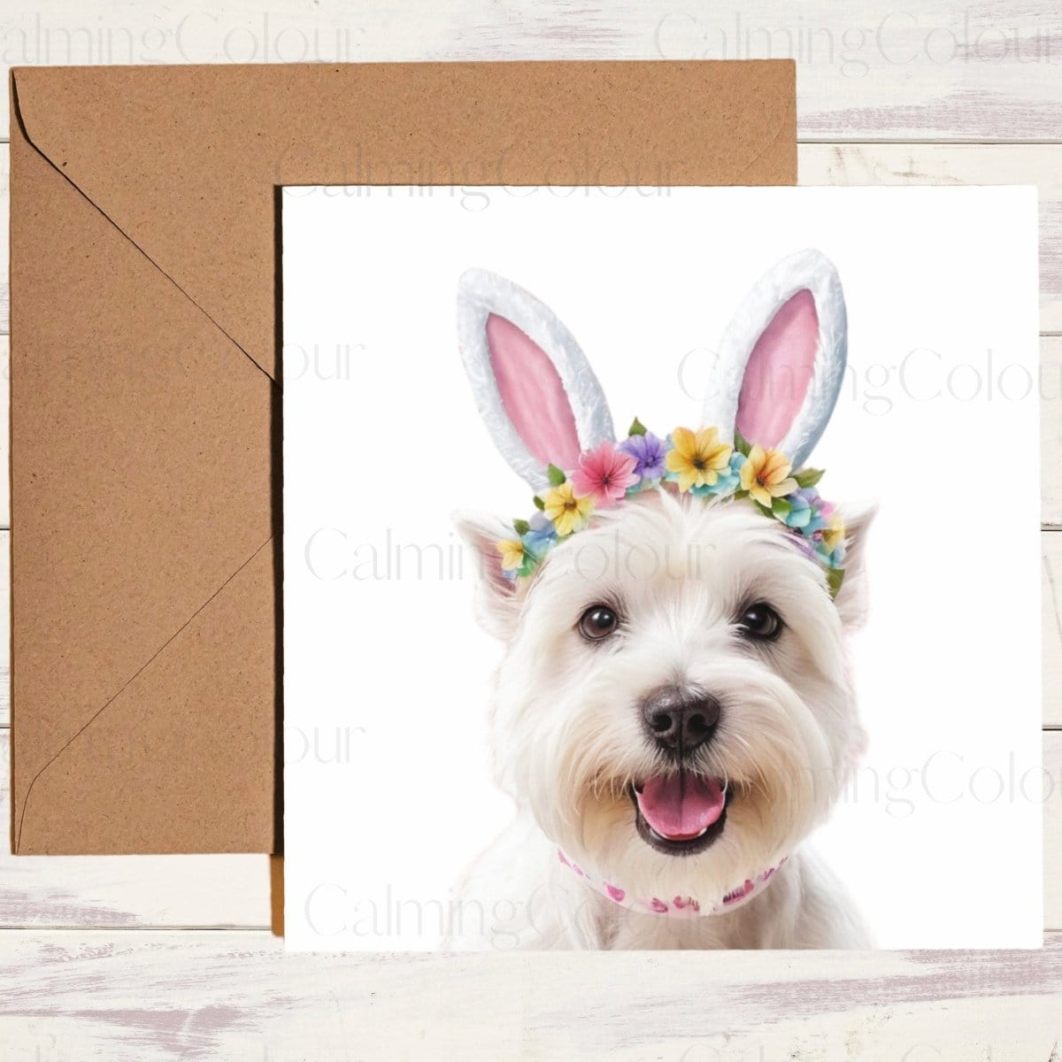 West Highland Terrier Easter Card | Single Card | Calming Colour