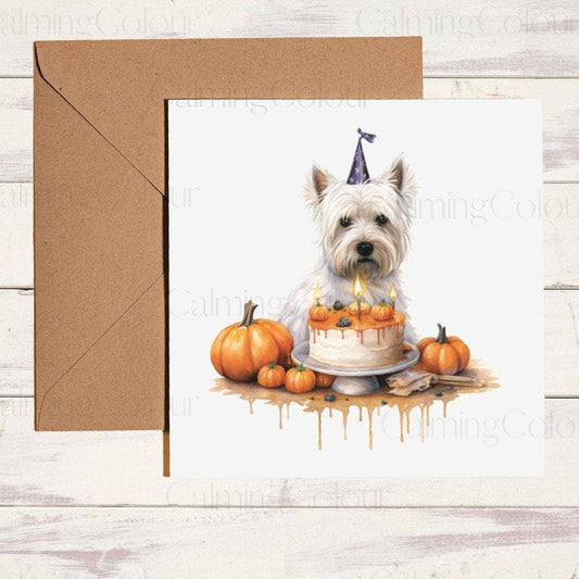 West Highland Autumn Birthday Card | Halloween | Single Card | Birthday Card