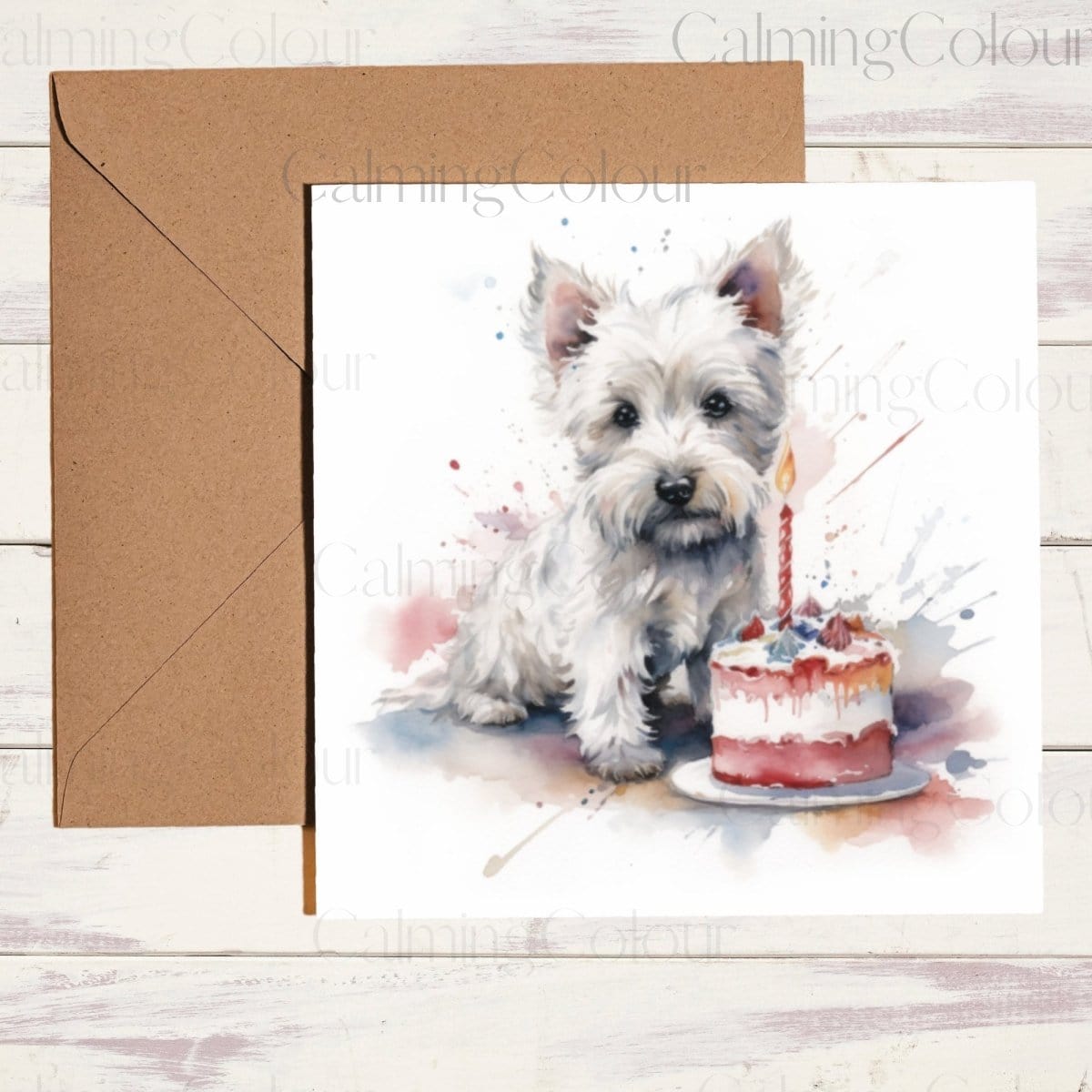 West Highland Terrier Greeting Card | Birthday Card | Calming Colour