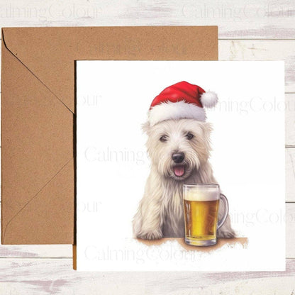 West Highland Terrier wearing Red Santa Hat | Christmas Card | Calming Colour