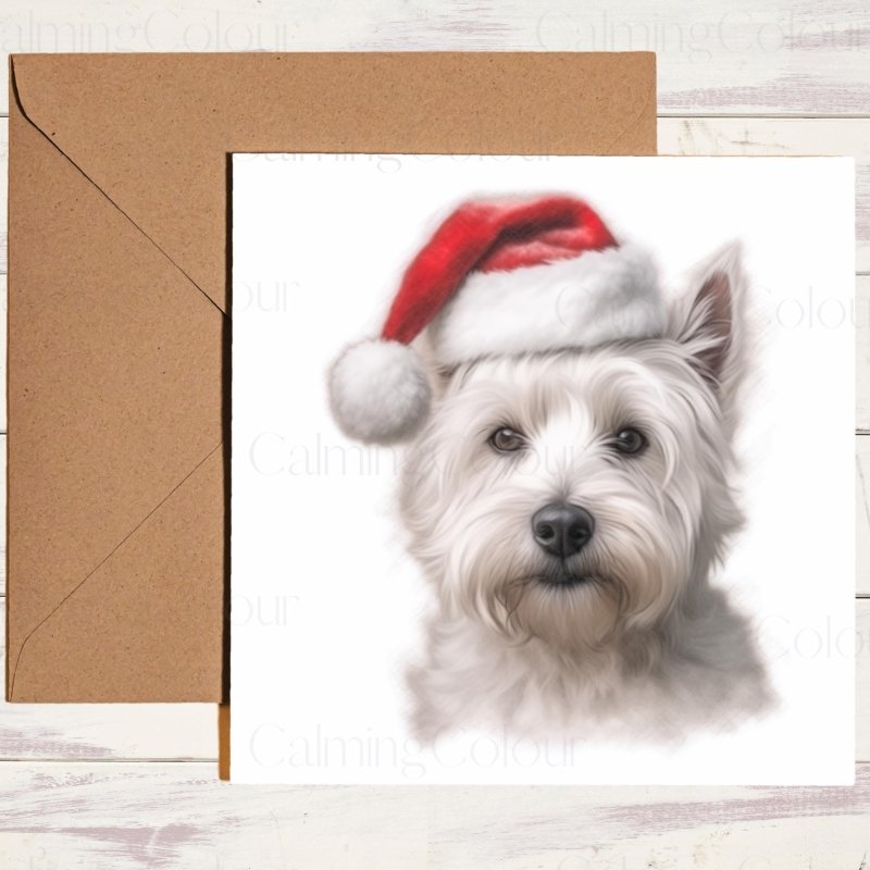 West Highland Terrier | Wearing Santa Hat Christmas Card | Christmas Card