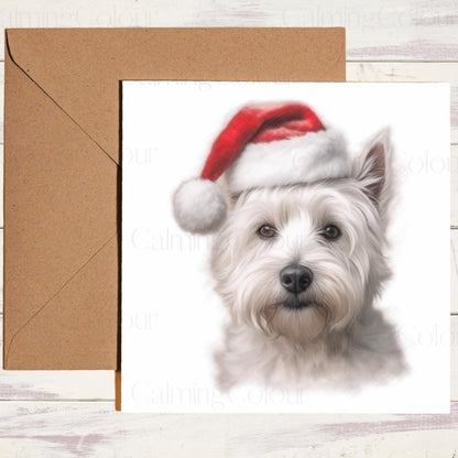 West Highland Terrier | Wearing Santa Hat Christmas Card | Christmas Card