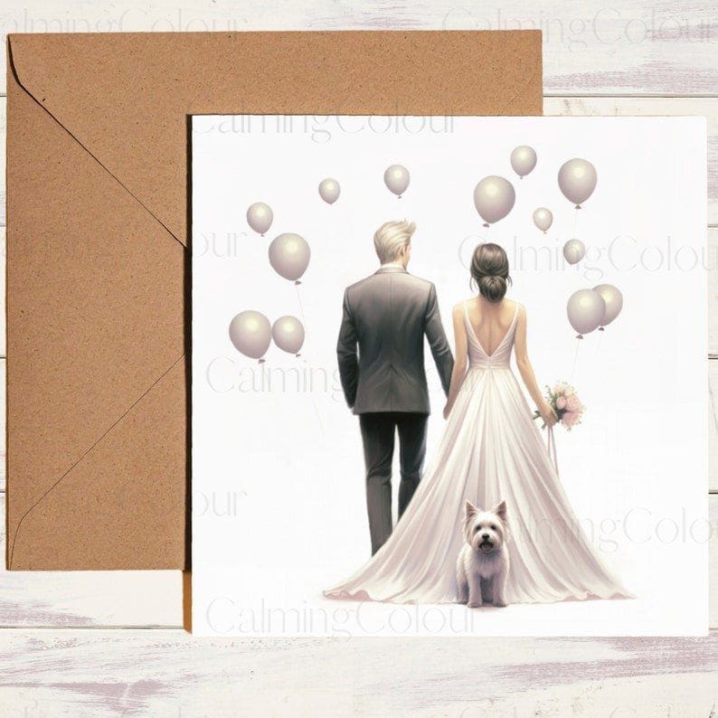 West Highland Terrier | Wedding Couple | Wedding Card | Calming Colour