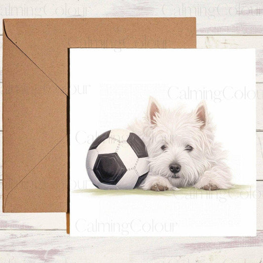 West Highland Terrier with a Football | Birthday Card | Birthday Card