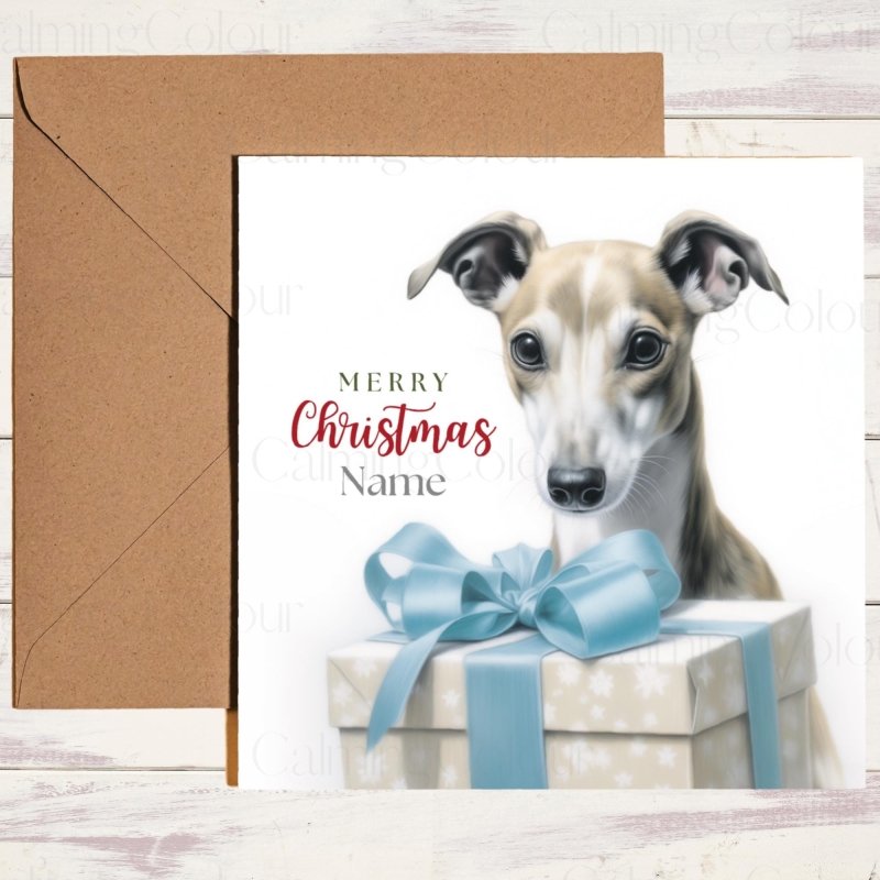 Whippet Christmas Card | Colourful Gift | Christmas Card