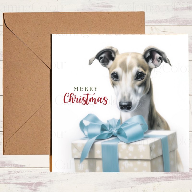 Whippet Christmas Card | Colourful Gift | Christmas Card