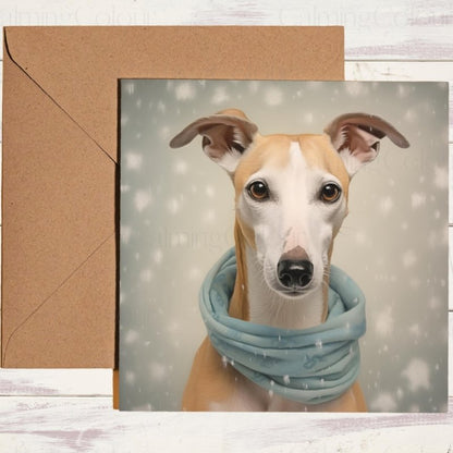 Whippet in Snow | Christmas Card | Christmas Card