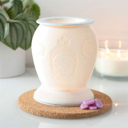 White Ceramic Buddha Electric Oil Burner | Calming Colour