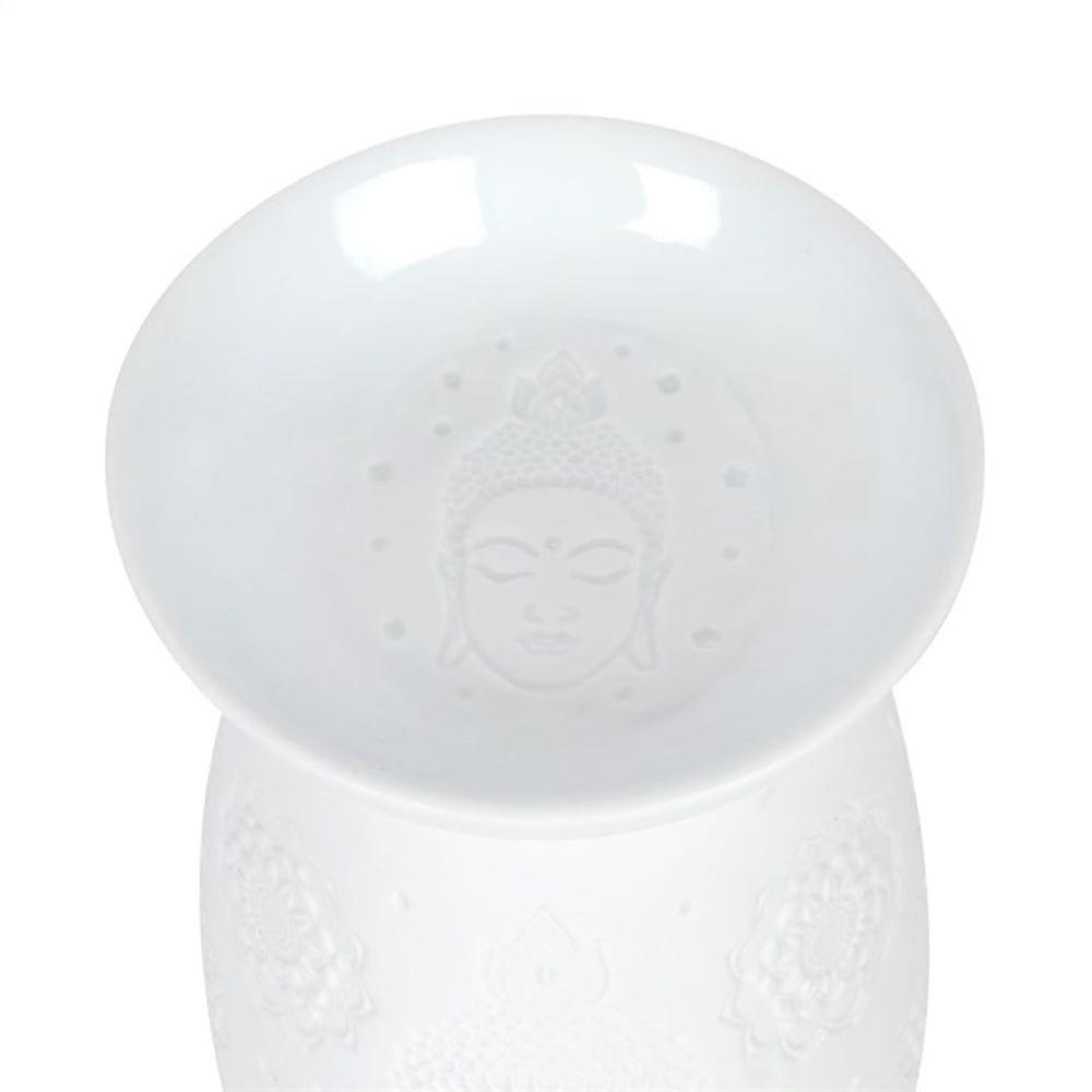 White Ceramic Buddha Face Oil Burner | Calming Colour