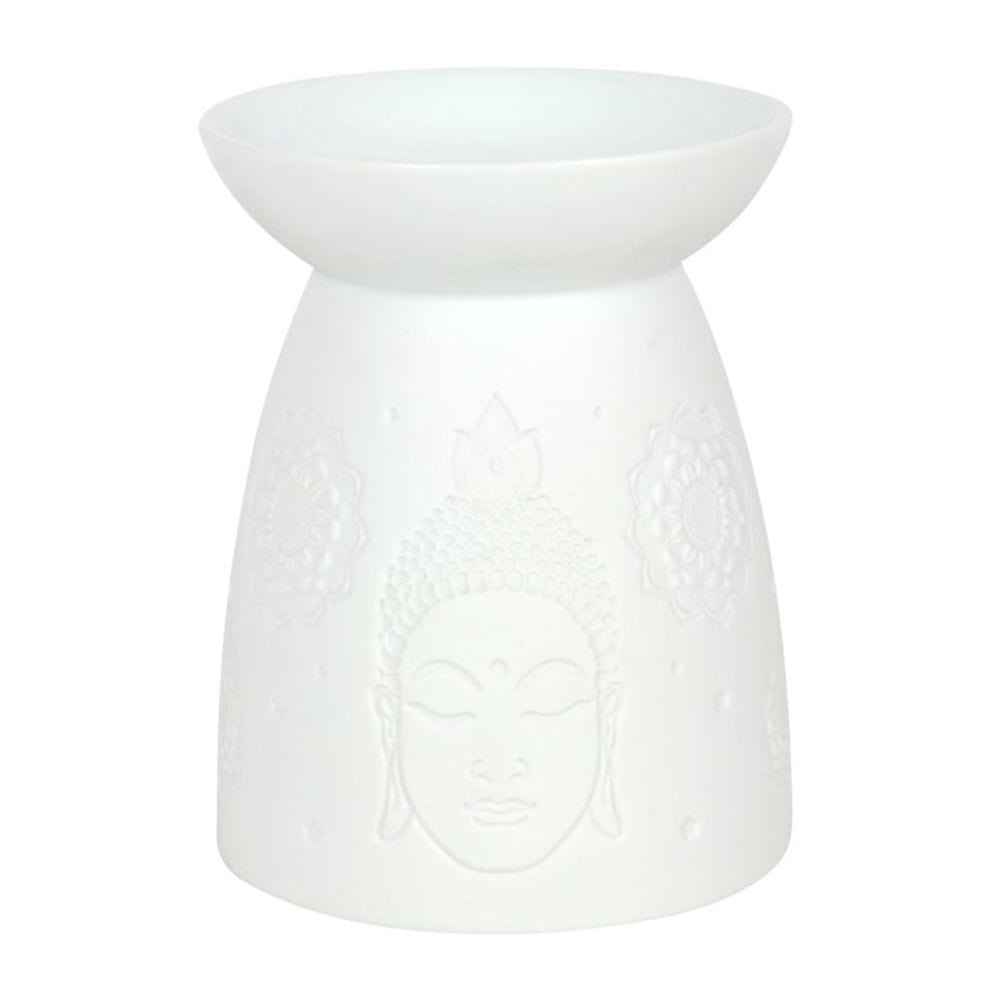 White Ceramic Buddha Face Oil Burner | Calming Colour