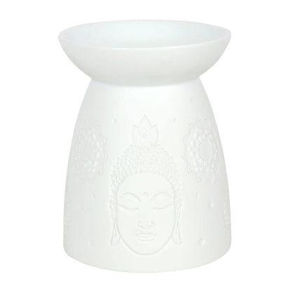 White Ceramic Buddha Face Oil Burner | Calming Colour