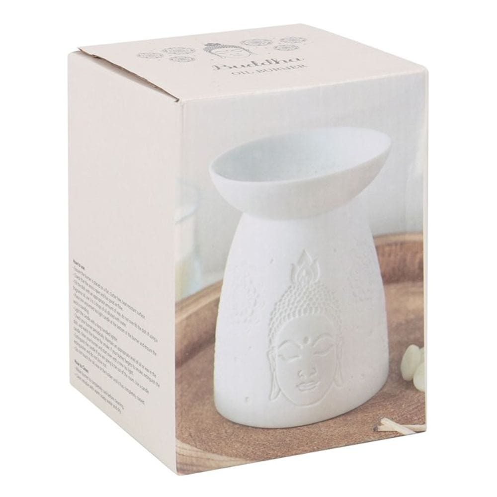 White Ceramic Buddha Face Oil Burner | Calming Colour