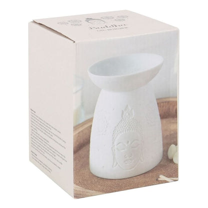 White Ceramic Buddha Face Oil Burner | Calming Colour