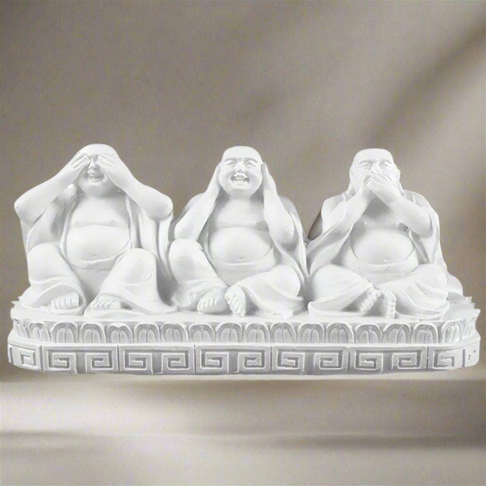 White Resin Buddhas | See, Hear, Speak No Evil Buddhas | Calming Colour