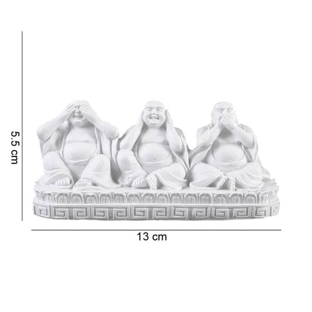 White Resin Buddhas | See, Hear, Speak No Evil Buddhas | Calming Colour