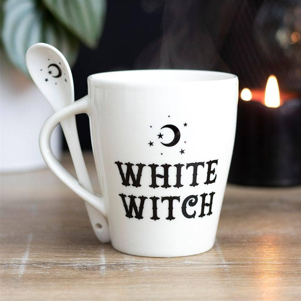 White Witch Mug and Spoon Set | Calming Colour