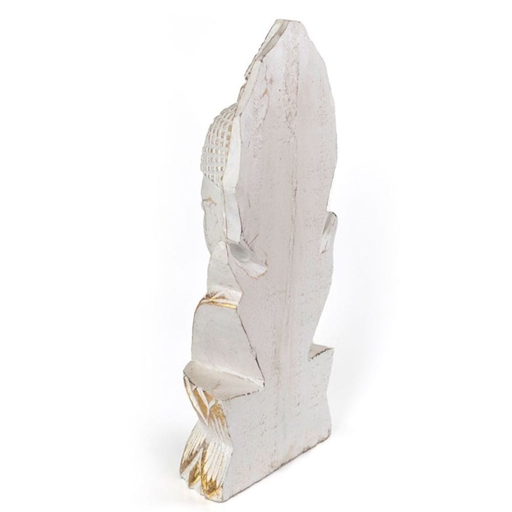 Thai Buddha Head (40cm) | Whitewash Albasia Wood | Calming Colour