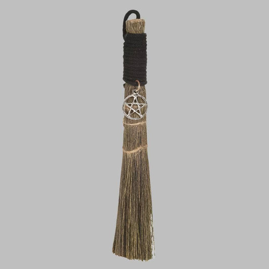 Witches Broom with Pentagram Charm (20cm) | Calming Colour