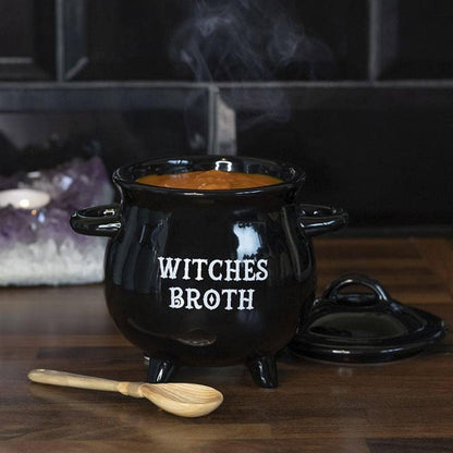 Witches Broth Cauldron Soup Bowl with Broom Spoon | Calming Colour