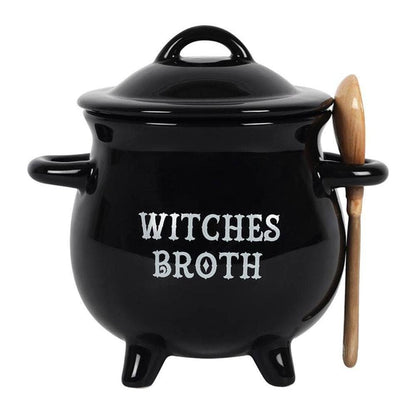 Witches Broth Cauldron Soup Bowl with Broom Spoon | Calming Colour