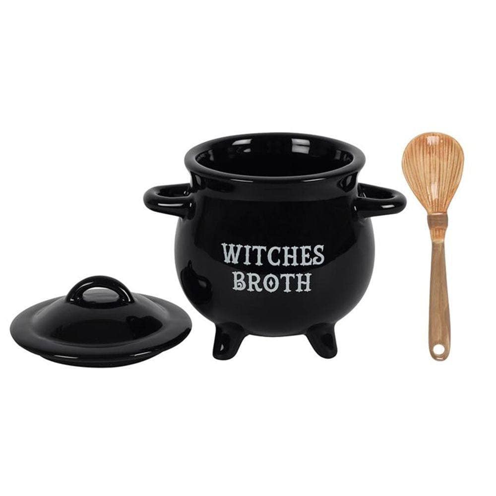 Witches Broth Cauldron Soup Bowl with Broom Spoon | Calming Colour