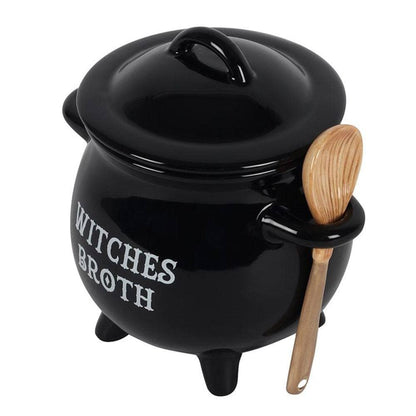 Witches Broth Cauldron Soup Bowl with Broom Spoon | Calming Colour