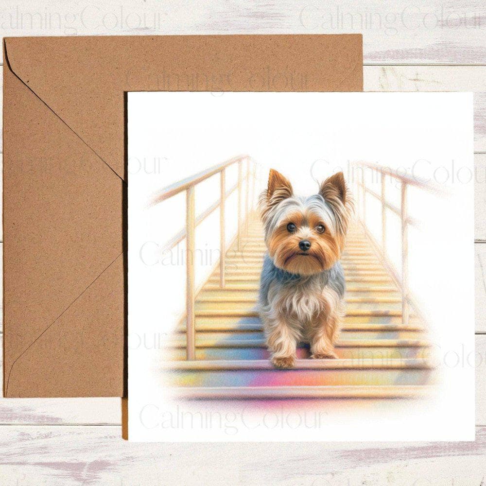 Yorkshire Terrier Greeting Card | Remembrance | Rainbow Bridge | Calming Colour