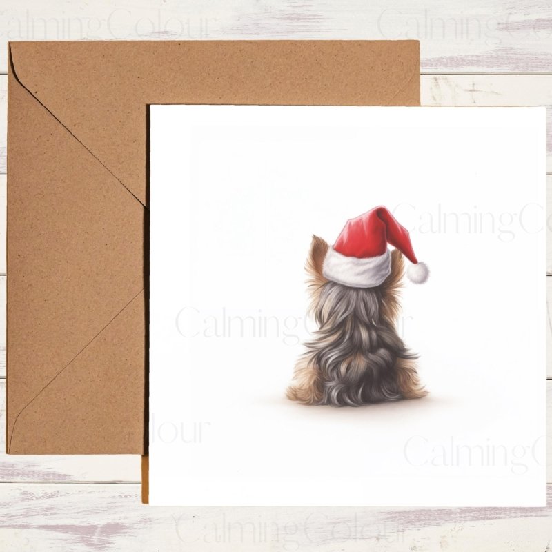 Yorkshire Terrier in Santa Hat | Christmas Card | Christmas Card