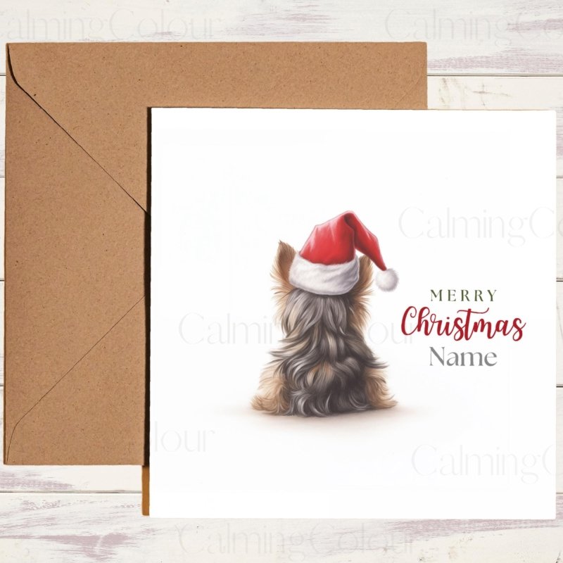 Yorkshire Terrier in Santa Hat | Christmas Card | Christmas Card